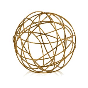 HomeRoots 7" Gold Aluminum Decorative Orb Tabletop Sculpture - 1 of 4