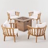 Walson 5pc Acacia Wood Club Chairs and Fire Pit Set Teak and Brown - Christopher Knight Home: Outdoor Patio Furniture Set with Cushions - 2 of 4