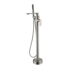 Cobbe Single Handle Freestanding Floor Standing Tub Faucet with Swivel Spout, Handheld Showerhead and 59-Inch Hose Shower Faucet Brushed Nickel - 1 of 4