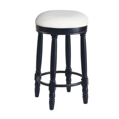 Bar Stools Set of 2 White 360 Degree Swivel, Accent Wooden Swivel Seat Counter Height Bar Stool