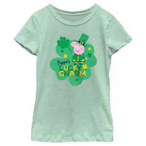 Girl's Peppa Pig St. Patrick's Day Lucky Charm T-Shirt - 1 of 4