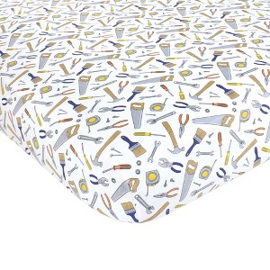 Hudson Baby Infant Boy Cotton Fitted Crib Sheet, Construction Work, One Size - 1 of 2