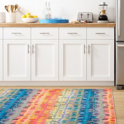 Multi-Color Synthetic Runner Rug 2.5x8 for High Traffic Areas