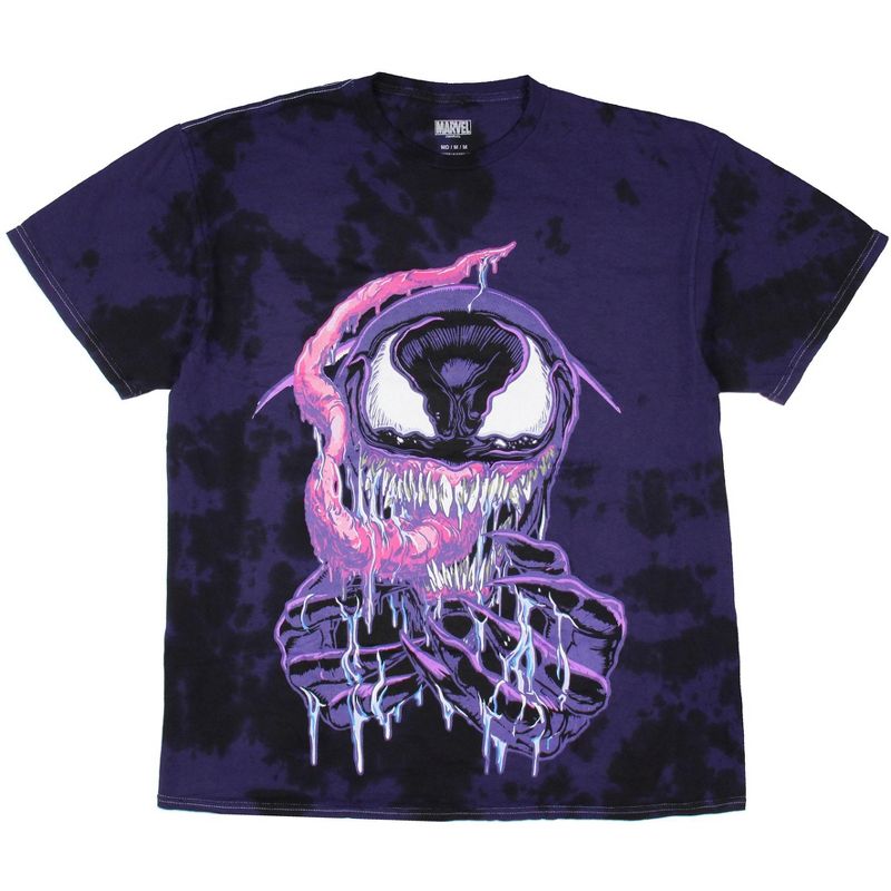 Marvel Men's Venom Menacing Razor Teeth Graphic Print Tie-Dye T-Shirt, 1 of 4