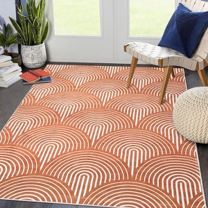 Washable Area Rug, Modern Striped Floor Carpet, No-Shedding Non-Shedding Non-Slip Abstract Mat for Nursery Office Living Room Apartment Bedroom - 1 of 4