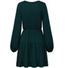 Women's Long Sleeve Tiered Fall Dress V Neck Casual Loose Flowy Short Dress - 3 of 4