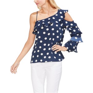 Vince Camuto Womens Asymmetrical Ruffle Pullover Blouse - 1 of 1