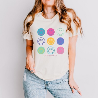 Simply Sage Market S.W.Smiley Stacked Smiley Faces Short Sleeve Tee