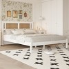 Queen Size Wood Platform Bed with Frame and Natural Rattan Headboard, Minimalist Style with Organic Texture for Modern Bedrooms-Maison Boucle - 2 of 4