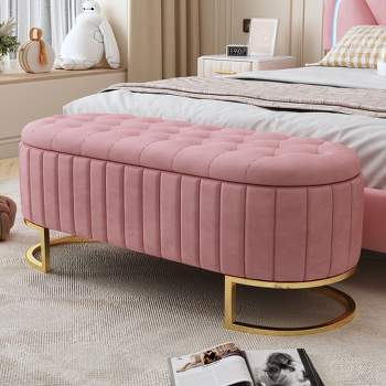 Upholstered Flip Top Top Tufted With Pink-modernluxe Bench Target : Storage Button