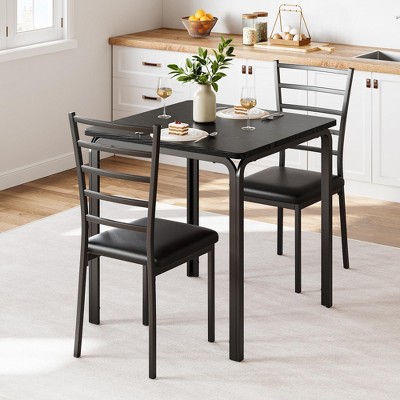 Whizmax 3-Piece Room Kitchen Table, Dining Set for 2, Apartment-Sized Dining Furniture for Breakfast Nook or Dining Room