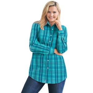 Woman Within Petite Perfect Long Sleeve Shirt - 1 of 4