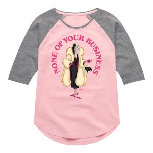 Girls' - Disney Villains - None Of Ur Business Shirt Tail Raglan Graphic T-shirt - 1 of 4
