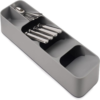 Attop DrawerStore Compact Utensil Organizer For Kitchen Drawer Silverware, Flatware Tray, Small, Grey