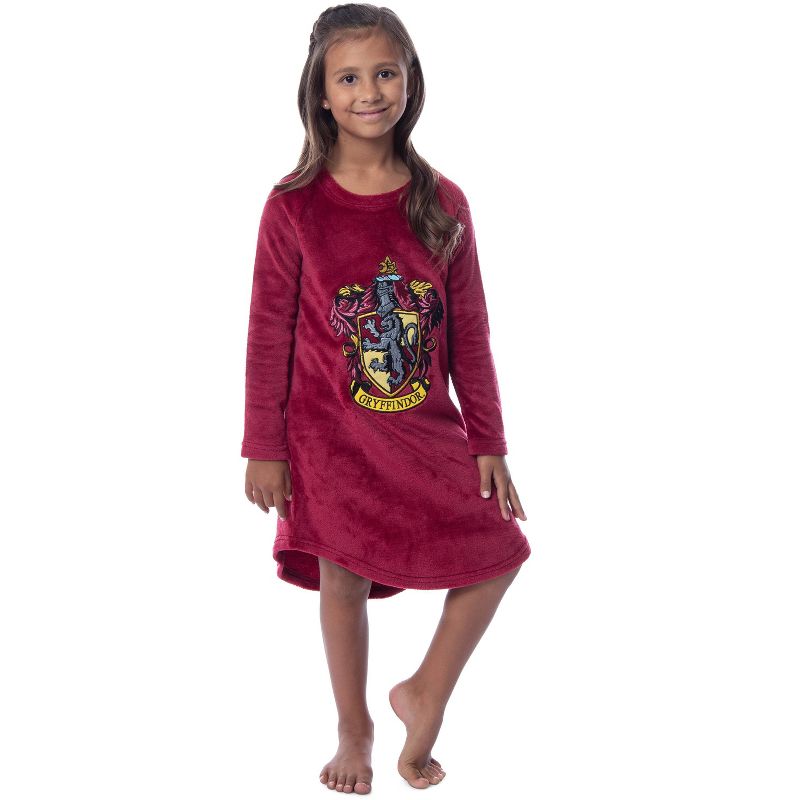 Harry Potter Girls' Hogwarts Houses Crest Raglan Pajama Nightgown-All Houses, 1 of 4