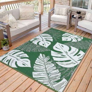 Outdoor Straw Plastic Rug, Lightweight Reversible Patio Rug, Folding Portable Deck Area Carpet, Large Floor Mat for Backyard Garden Camping Picnic - 1 of 4
