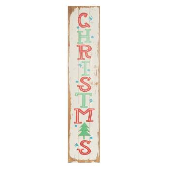 Transpac Wood 47.24 in. Multicolored Christmas Welcome Porch Decor