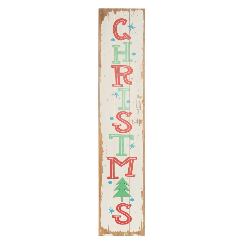 Transpac Wood 47.24 in. Multicolored Christmas Welcome Porch Decor, 1 of 2