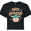 Women's - Star Wars - The Mandalorian Snack Enthusiast Grogu Cropped Graphic T-Shirt - 2 of 4
