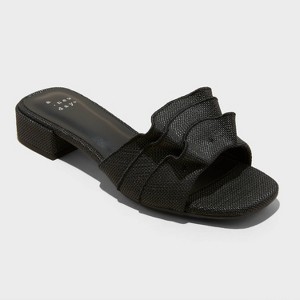Women's Lyta Raffia Ruffle Sandals with Memory Foam Insole - A New Day™ - 1 of 4