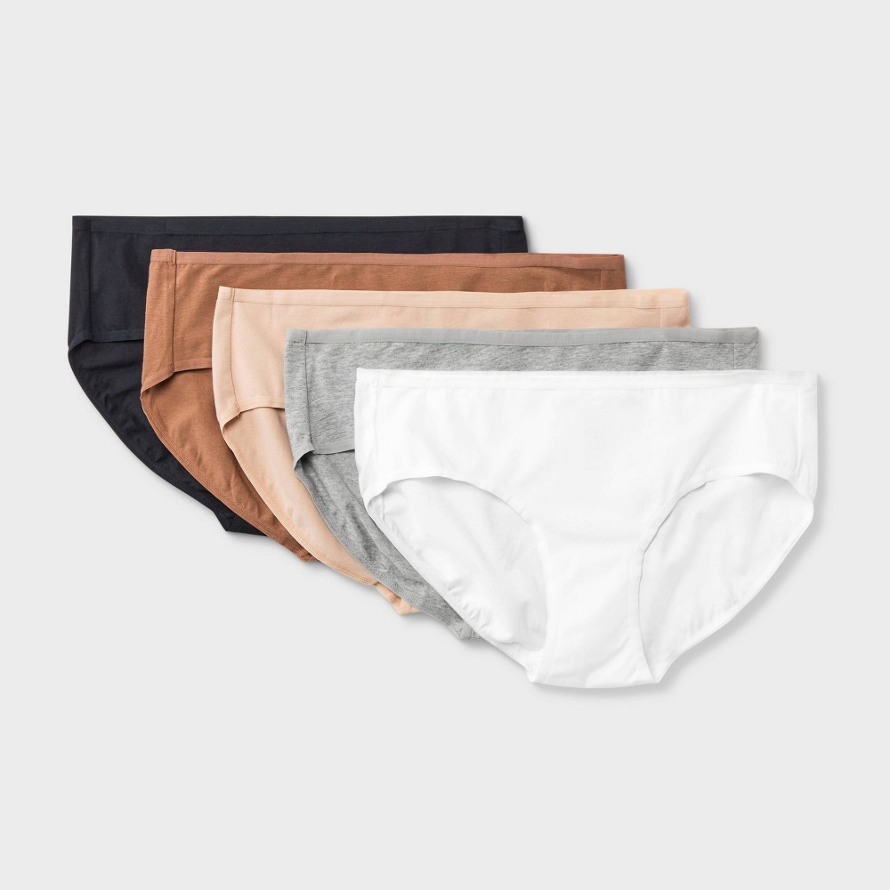 Women's 5pk Cotton Blend Hipster Underwear - Dealworthy™ Assorted Neutral 2  XS and 1 XL