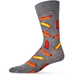 Memoi Men's Tasty Hot Dogs Bamboo Blend Novelty Crew Sock - 1 of 4