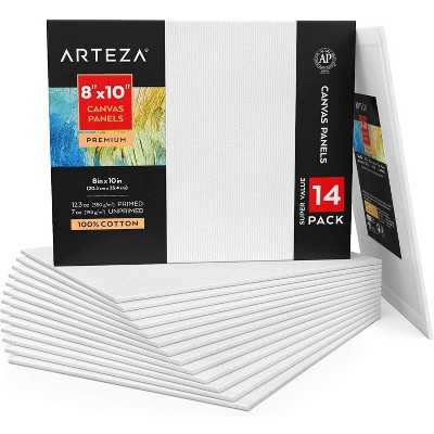 Arteza Canvas Panels, Premium, White, 8"x10", Blank Canvas Boards for Painting - 14 Pack (ARTZ-9525)