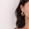 Chunky Gold Hoop Earrings for Women, 14k Gold Plated Thick Triple Hoop Earrings Hypoallergenic Trendy Chunky Gold Hoops - 2 of 4