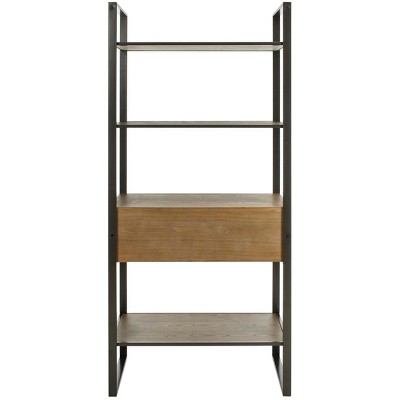 Skylar 4-Tier Gun Metal and Rustic Oak Etagere