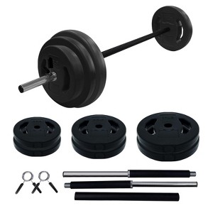 Adjustable Barbell Sets 40LB/20KG, PU Home Weight Set, Home Gym Equipment w/Shoulder Pad, Multi-Weight Plates & Collars for Strength Training - 1 of 4