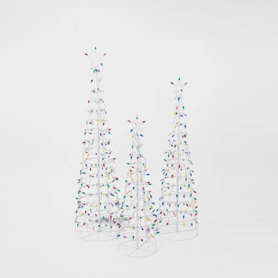 3ct Aurio Pre-Lit LED 4ft, 5ft, and 6ft Artificial Cone Trees Multicolored Lights
