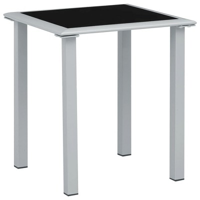 vidaXL Outdoor Table Black and Silver Powder-coated steel, tempered glass