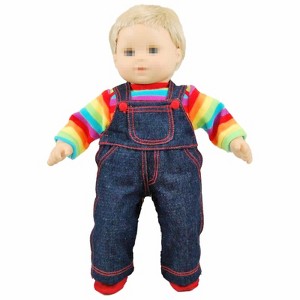 The Queen's Treasures 15 Inch Doll Clothes Rainbow Tee Shirt and Overalls - 1 of 4