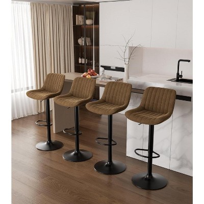 UNISOAR Modern Swivel Bar Stools Set of 2/4,  Counter Height Bar Stools with Adjustable Height Upholstered Bar Chair with Back and Footrest for Bar