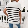 Womens Cap Sleeve Pullover Sweater Summer Casual Tops Stripped Crew Neck Lightweight Sweater Vest Ribbed Knit Pullover Tops - 2 of 4