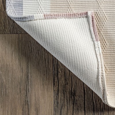 Ivory and Beige Geometric Washable 8' x 10' Area Rug