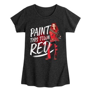 Girls' - Descendants - Paint This Town Red Fitted Short Sleeve Graphic T-Shirt - 1 of 4