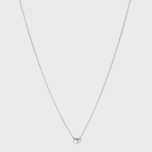 Sterling Silver with Floating Cubic Zirconia Pendant Necklace - A New Day™  Silver