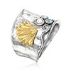 Ross-Simons 2.75-3mm Cultured Pearl and .10 ct. t.w. Swiss Blue Topaz Shell Ring in Sterling Silver and 18kt Gold Over Sterling - 3 of 4