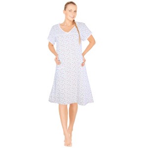 JEFFRICO Womens Nightgowns Short Sleeve Sleepwear Soft Pajama Dress Nightshirts - 1 of 4
