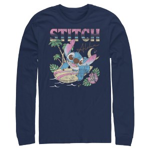 Mens Lilo & Stitch Surfing Stitch Long Sleeve Shirt - 1 of 4
