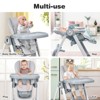 Infans Baby Folding Convertible High Chair w/Wheel Tray Adjustable Height Recline Grey - 4 of 4