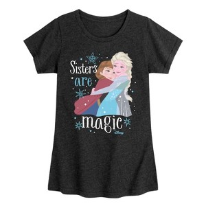 Girls' - Frozen - Anna and Elsa Sisters Are Magic Fitted Short Sleeve Graphic T-Shirt - 1 of 4