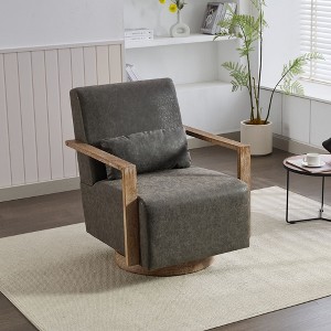 Okak 360° Swivel Modern Padded Armchair,360 Degree Comfy Lounge Reading Chair Genuine Wood Armrest Accent Chair for Living Room,Office,Nursery - 1 of 4