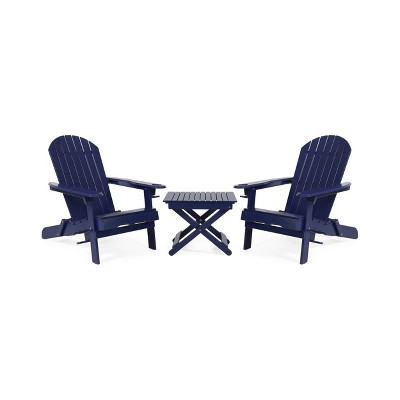 Christopher Knight Home Bellwood Outdoor Acacia Wood Folding 3 Piece Adirondack Chat Set with Cup Holders