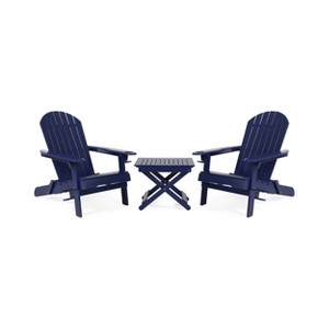 Christopher Knight Home Bellwood Outdoor Acacia Wood Folding 3 Piece Adirondack Chat Set with Cup Holders - 1 of 4