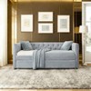 85" Daybed with Trundle Upholstered Tufted Sofa Bed Button Tuft Square Arms Copper Nailhead Twin Size - 2 of 4