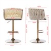 RISOKEYS Set of 2 Bar Stools - Chrome Base with Swivel Height Adjustment, Velvet Navy Finish, Golden Leg, Simple Design for Bar Seating - 3 of 4