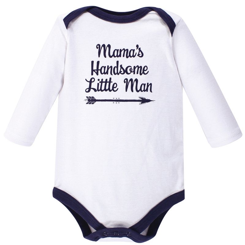 Hudson Baby Infant Boy Cotton Long-Sleeve Bodysuits 5pk, Handsome Little Man, 5 of 8