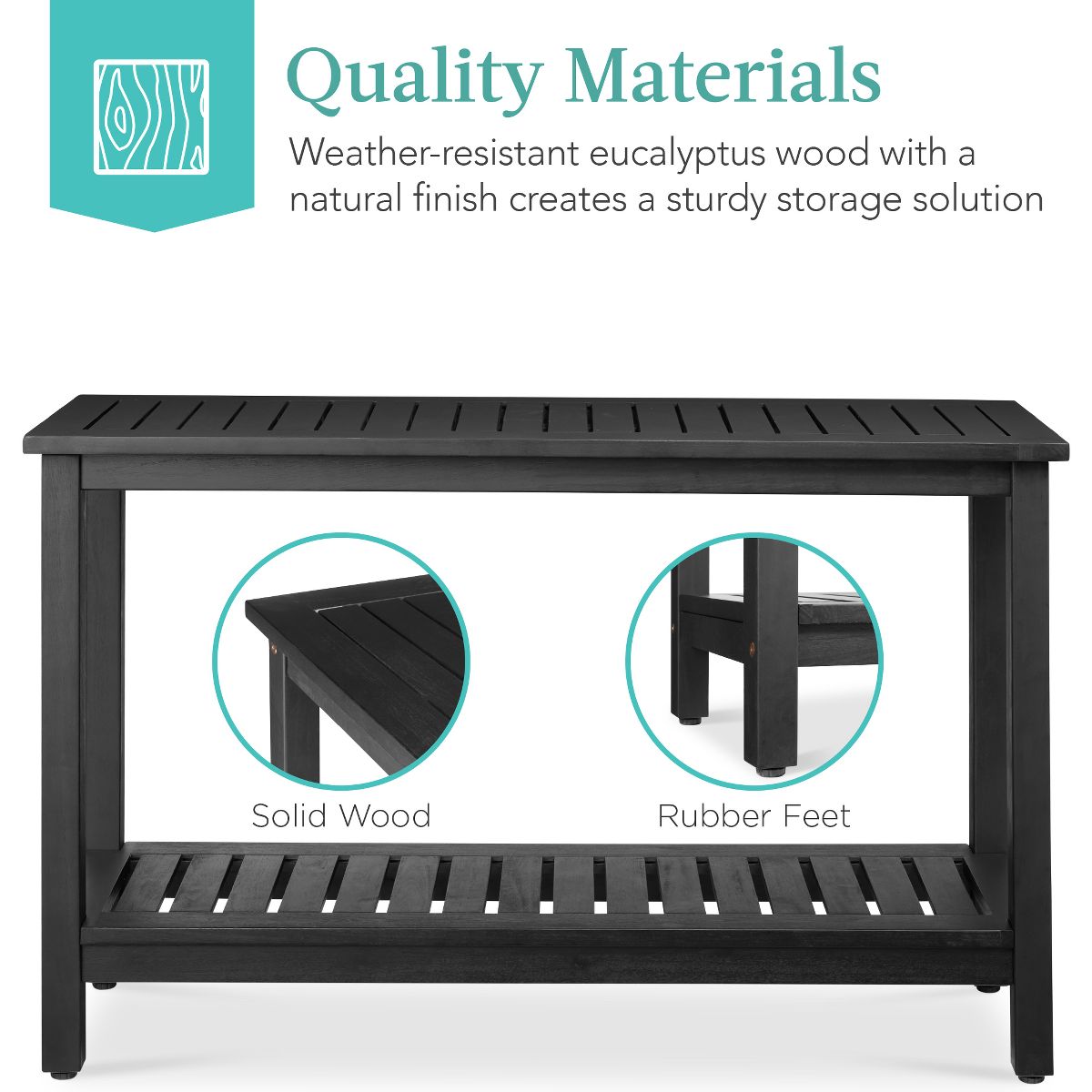 Best Choice Products 48in 2-Shelf Indoor Outdoor Wooden Console Table Multifunctional Buffet Bar Storage - Natural - thumbnail 4